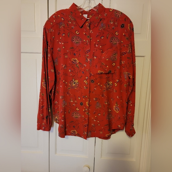 Liz Claiborne Tops - Liz Claiborne Red Floral Women's Shirt Size 14 EUC